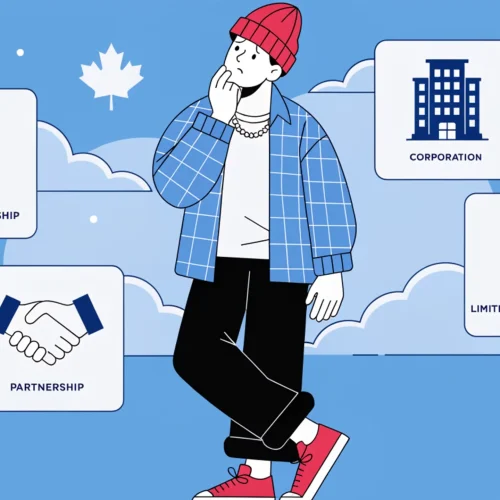 Entrepreneur hésitant face aux différentes formes juridiques d'entreprises au Canada